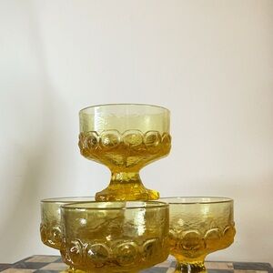 Vintage Yellow Glass Dessert Bowls